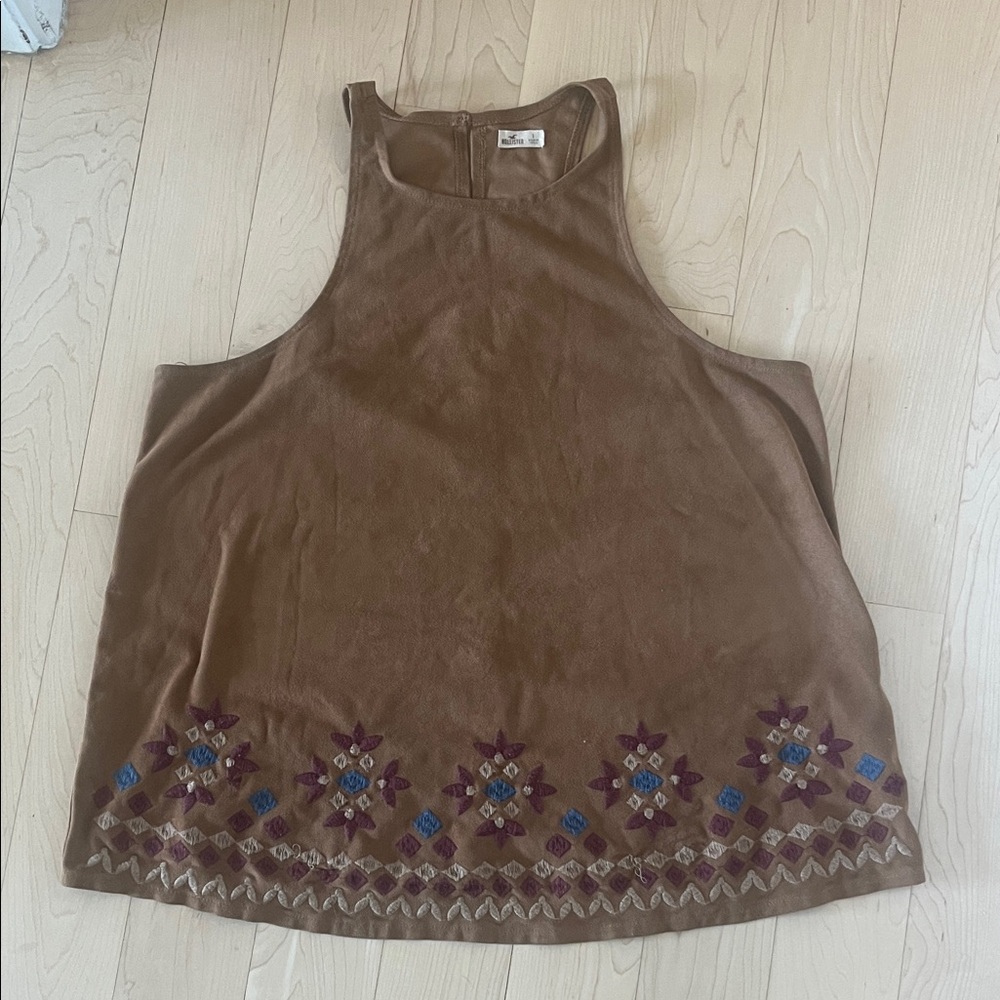 Hollister Brown Embroidered Tank Top